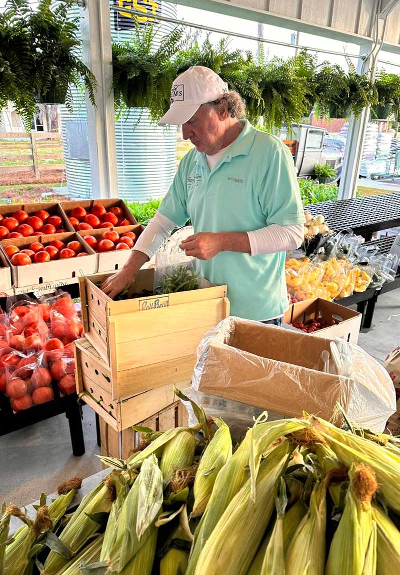 Picture of fresh seasonal produce in the garden center at Fancy Girl Farms