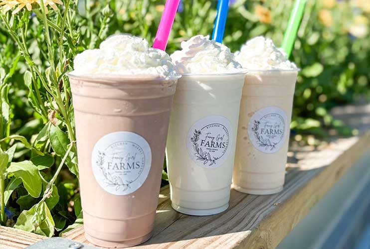 milkshakes from the cafe at Fancy Girl Farms
