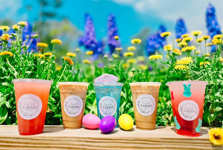 Specialty drinks at Fancy Girl Farms Cafe